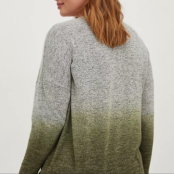 Super Soft Plush Olive Dip Dye Drop Shoulder Relaxed Tee - Picture 4 of 6